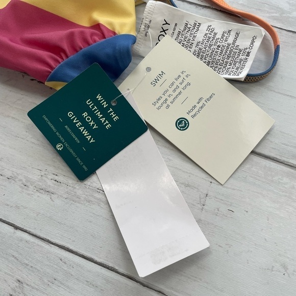 Roxy Pop Surf bralette bikini top bra Junior S boho color block coastal granny - Picture 12 of 12